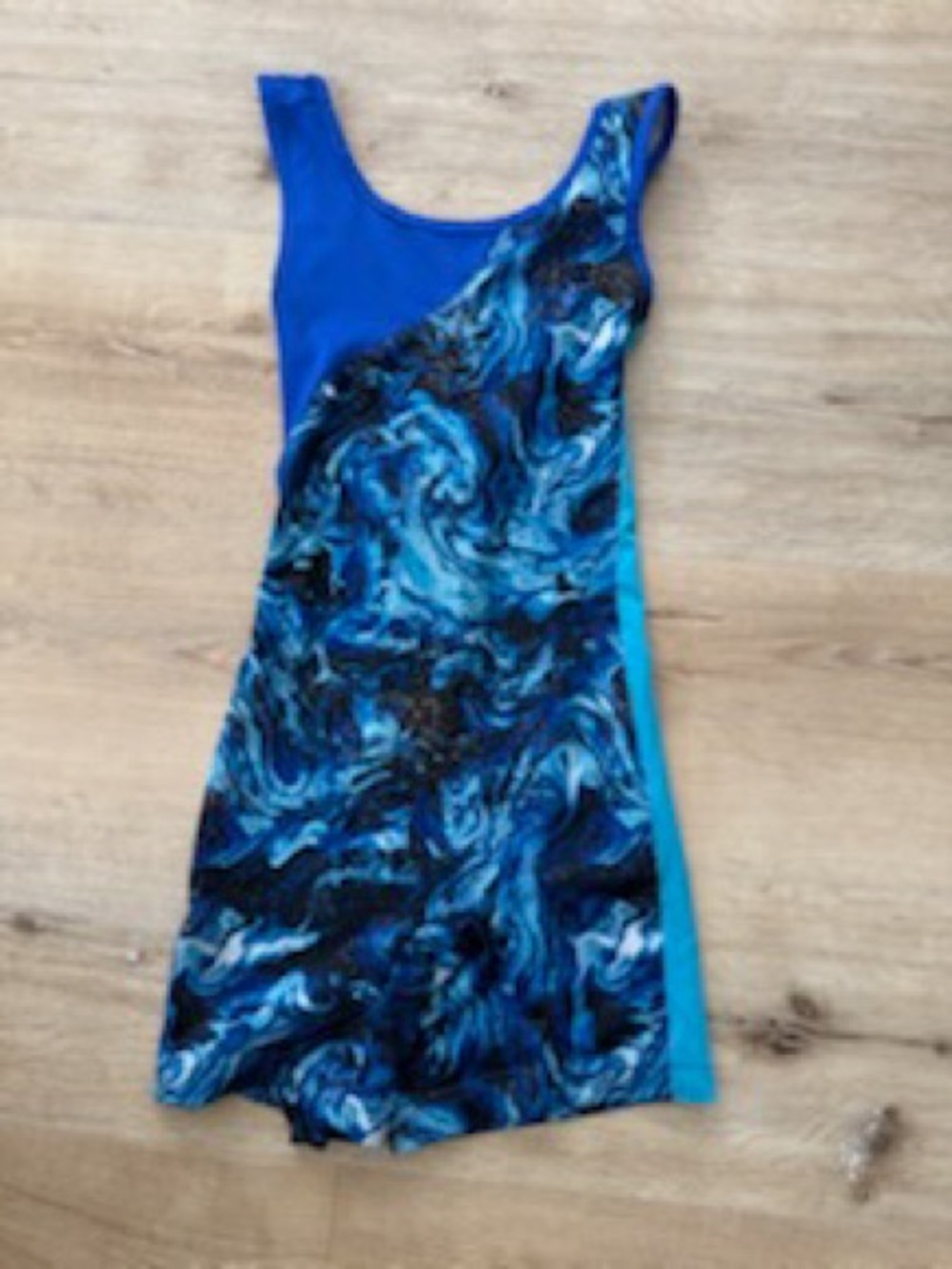 Danskin Now Girls M Navy Blue Marble-Print Shorts Leotard Gymnastics Dance Acro